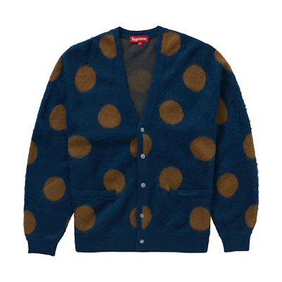Supreme Brushed Polka Dot Cardigan Navy