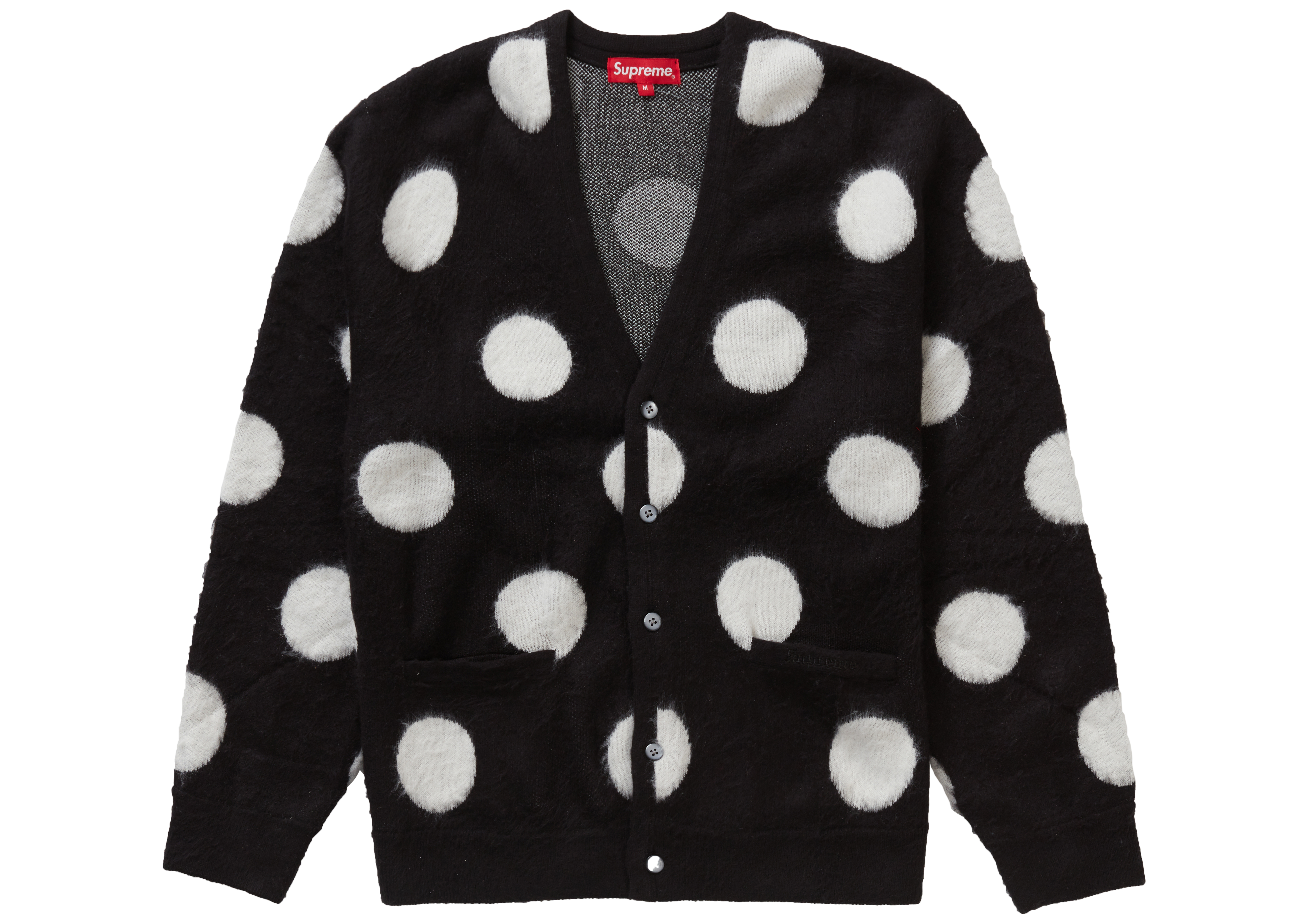 Supreme Brushed Polka Dot Cardigan Black