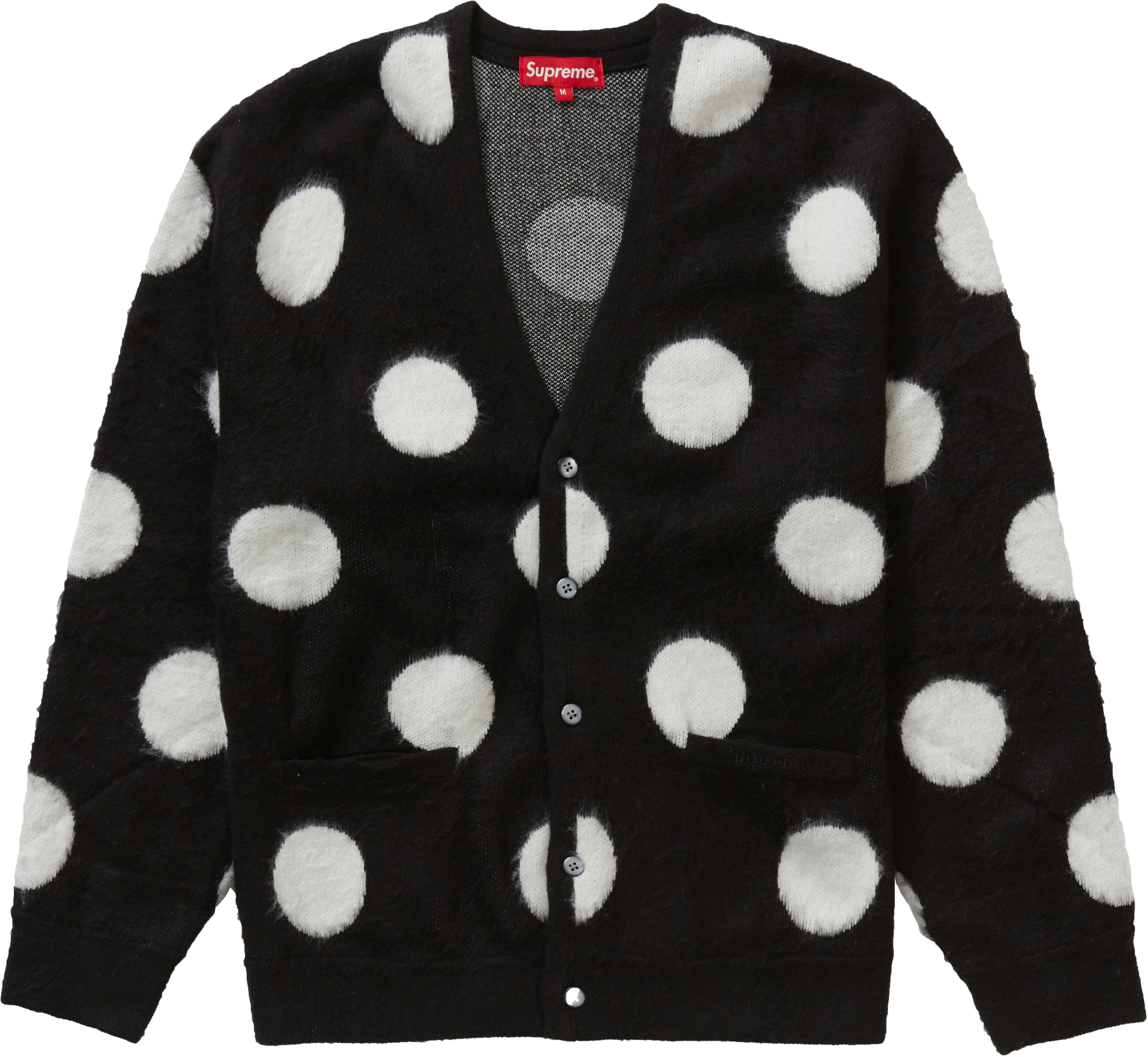 supreme-brushed-polka-dot-cardigan-black
