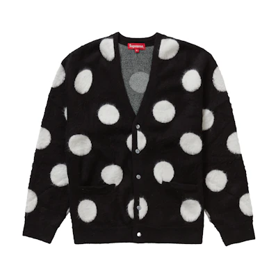 Supreme Brushed Polka Dot Cardigan Black
