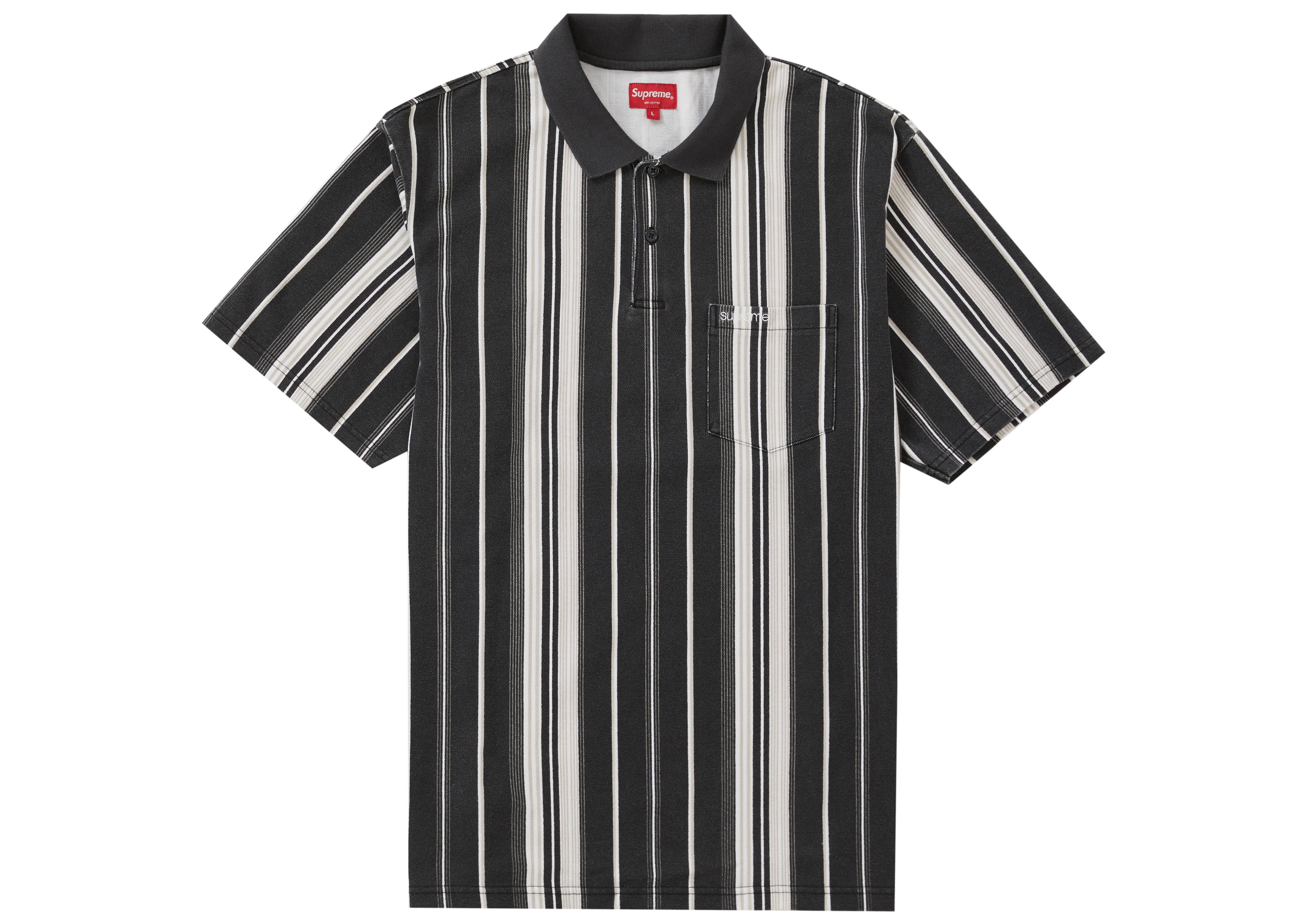 Supreme Vertical Stripe Polo Black - Novelship