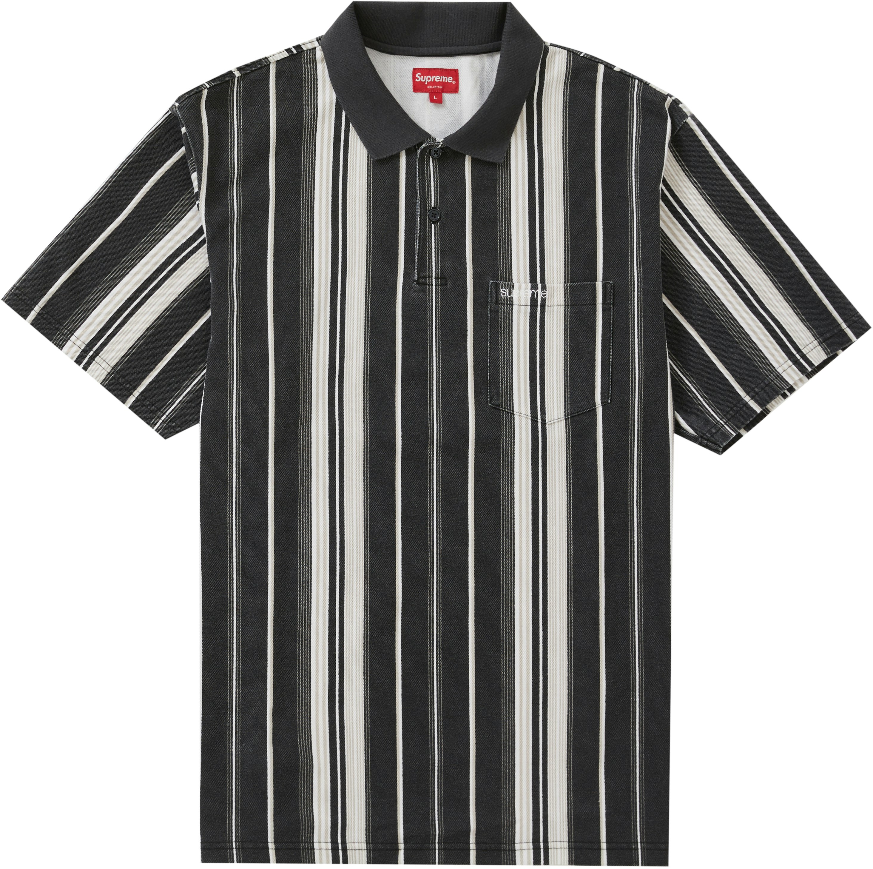 supreme-vertical-stripe-polo-black