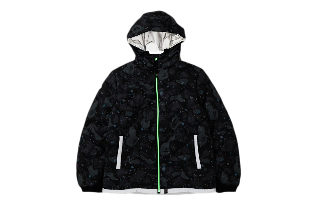 BAPE Space Camo Hoodie Down Jacket Black