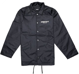 Fear of God ESSENTIALS Jaket Nilon Coach Hitam Order Fear of God ESSENTIALS Jaket Nilon Coach Hitam