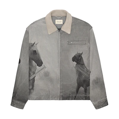 FOG Horse Print Canvas Work Jacket Horse Print/Grey