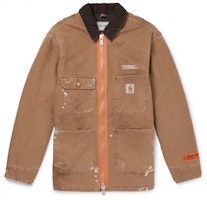 Heron Preston x Carhartt Oversized Corduroy Collar Canvas Work Jacket Tan Heron Preston x Carhartt Oversized Corduroy Collar Canvas Work Jacket Tan