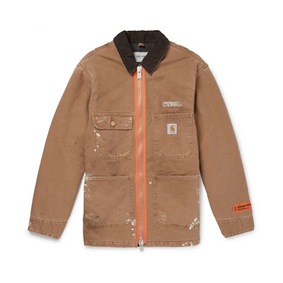 Heron Preston Carhartt Oversized Corduroy Collar Canvas Work Jacket Tan