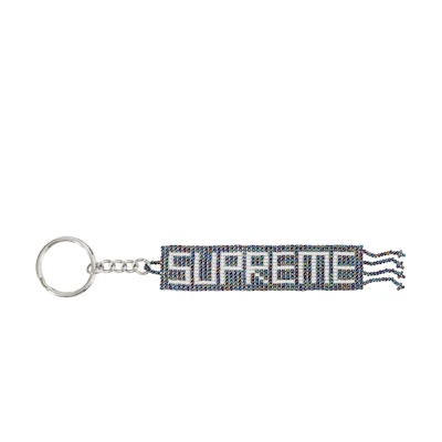 Supreme Beaded Keychain Navy