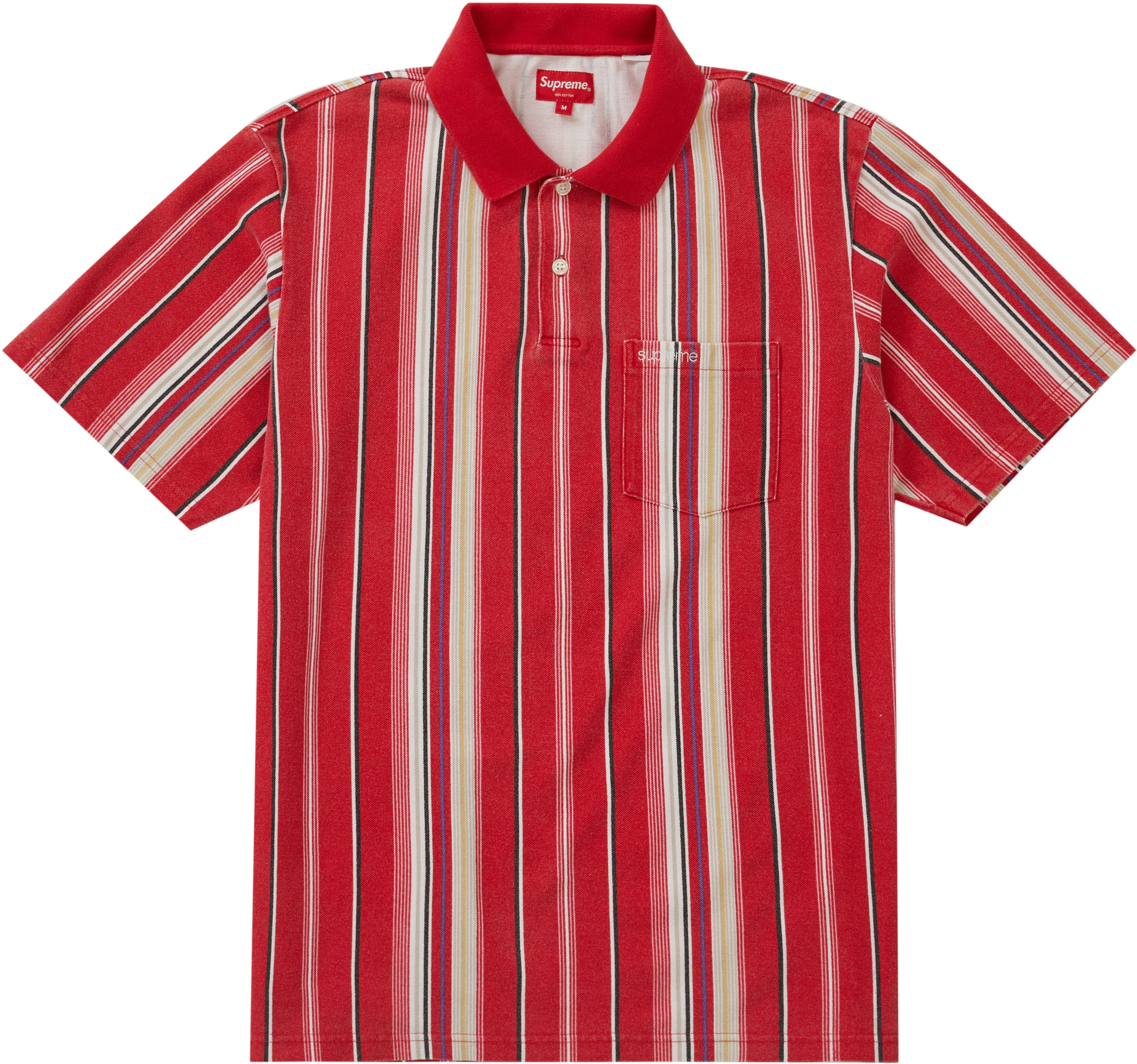 supreme-vertical-stripe-polo-red