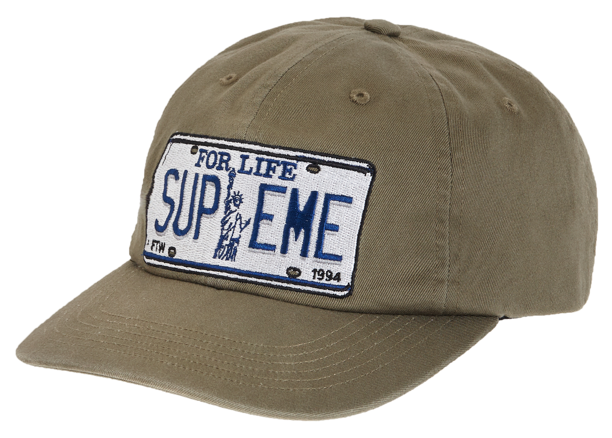 Supreme License Plate 6‑Panel Olive - Novelship