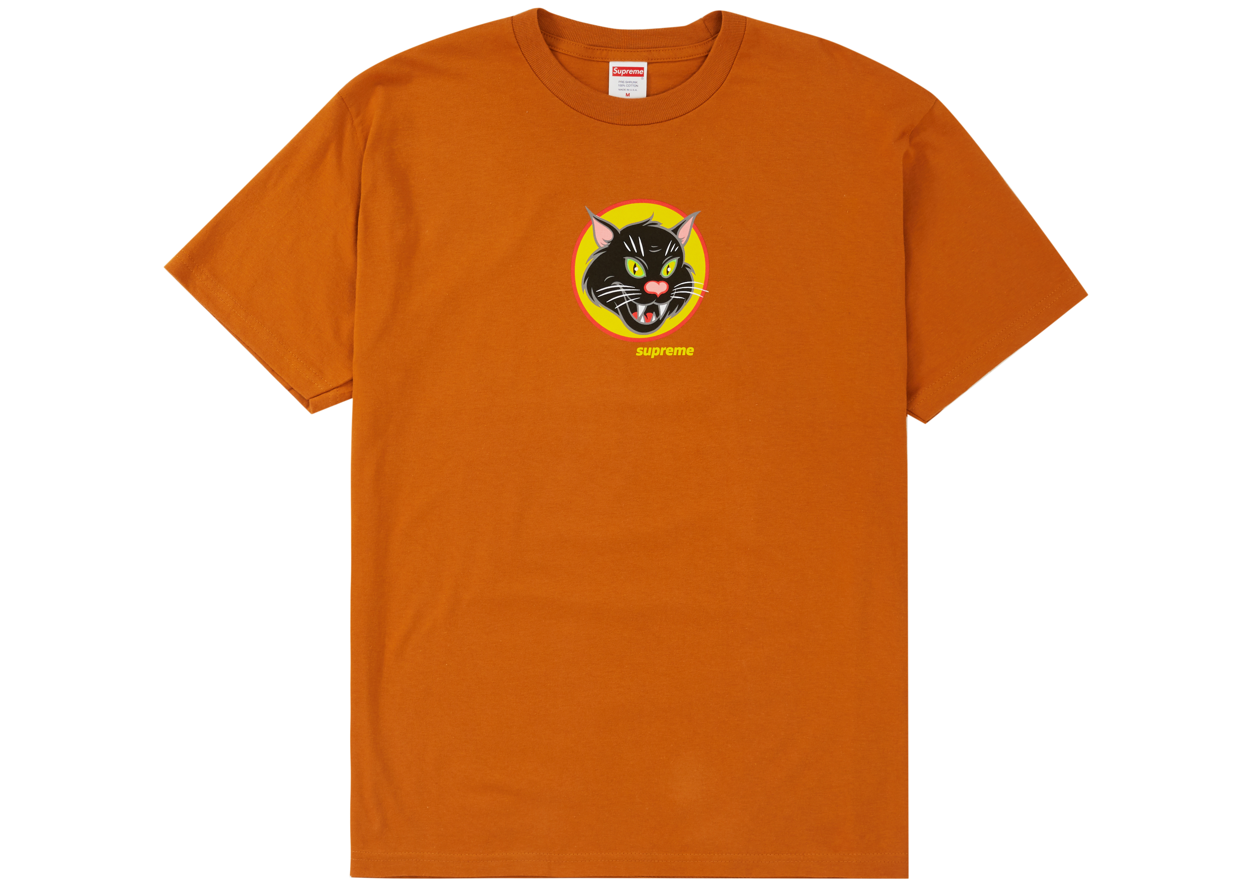 Buy Supreme Camiseta Gato Negro Naranja Quemado