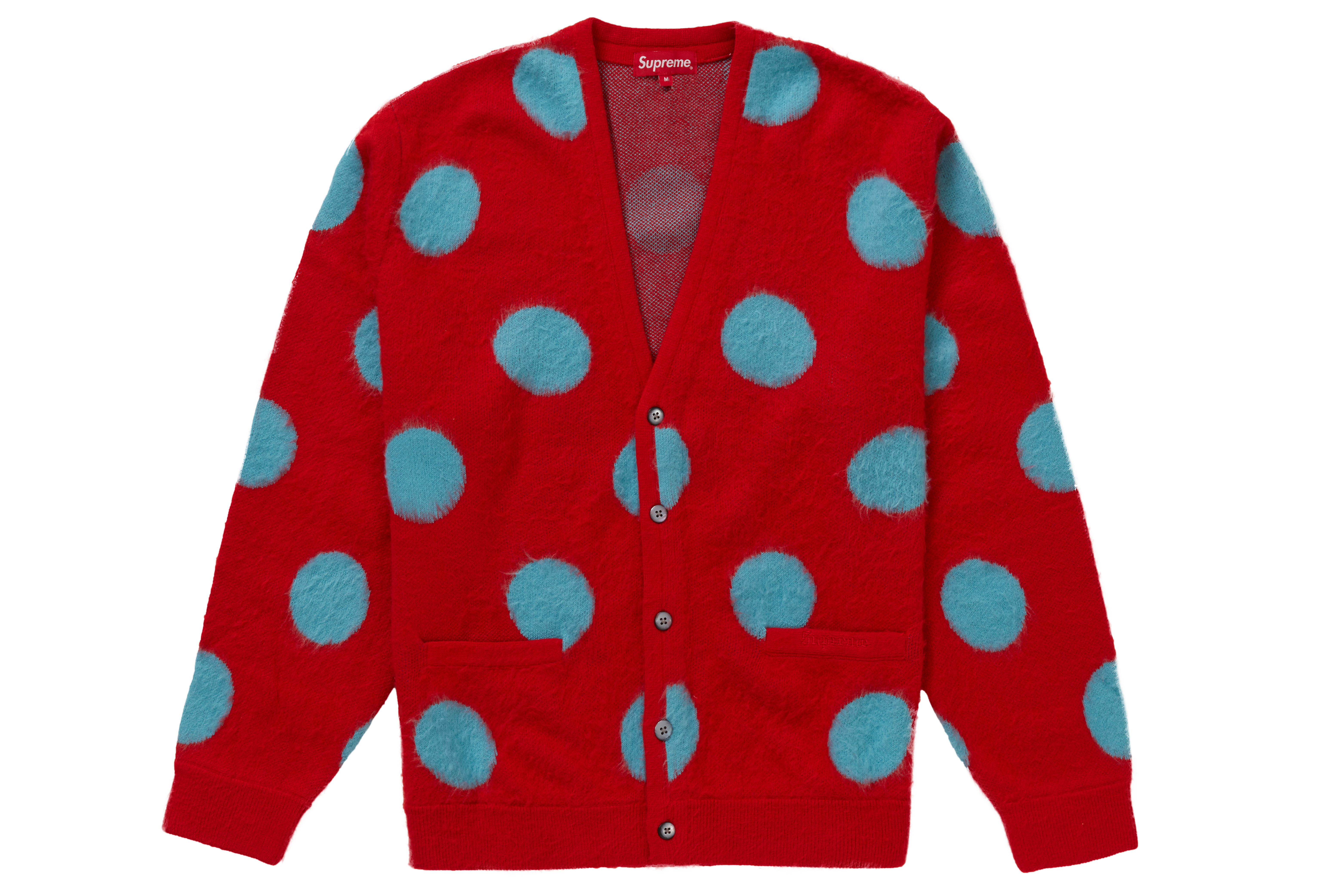 Supreme Brushed Polka Dot Cardigan Red - Novelship