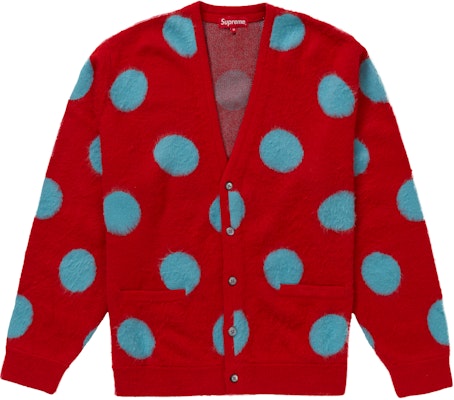Supreme Brushed Polka Dot Cardigan Red Buy Supreme Brushed Polka Dot Cardigan Red