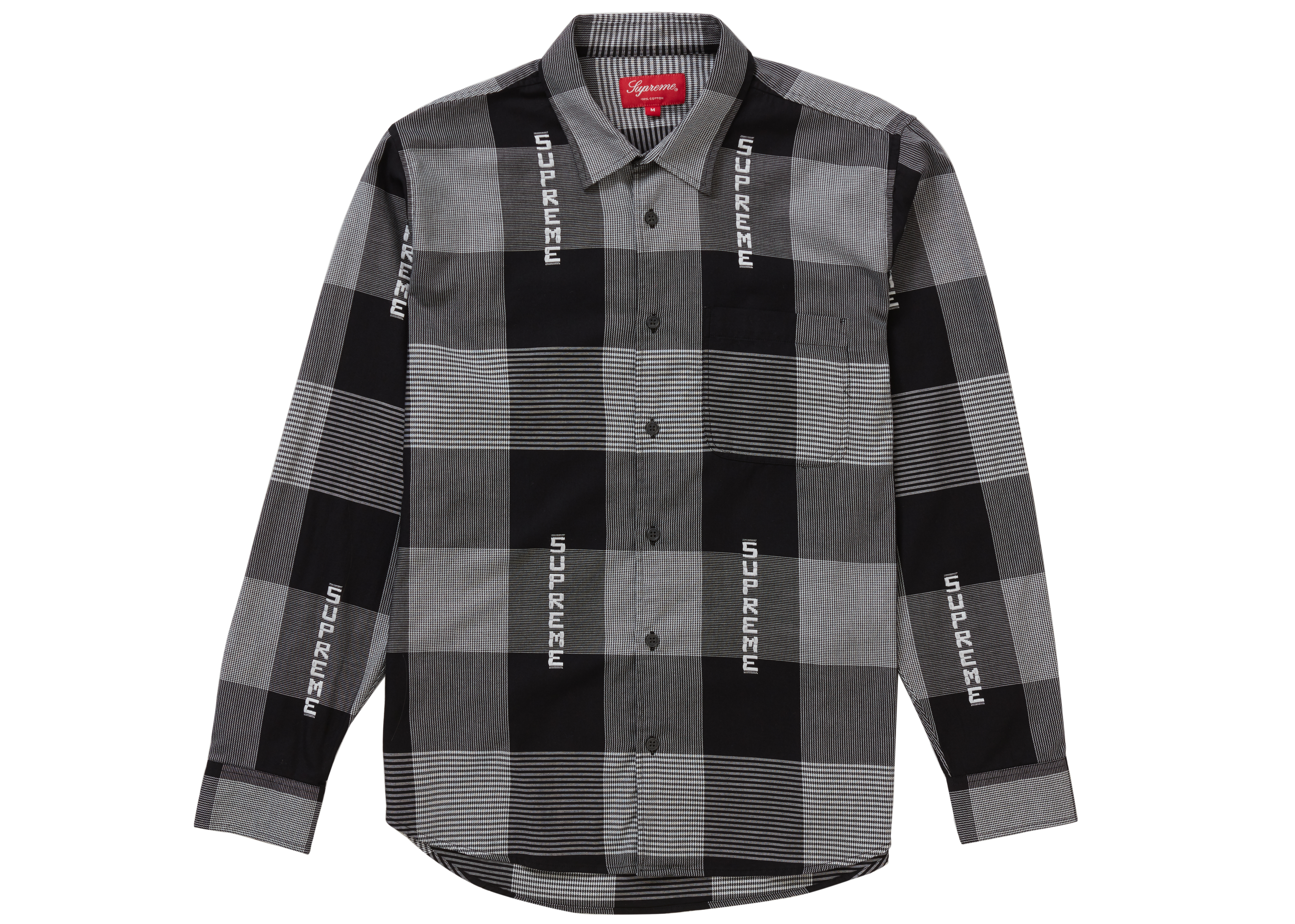 Supreme Logo Plaid Shirt Black