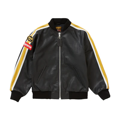 Supreme Vanson Leathers Perforated Bomber Black