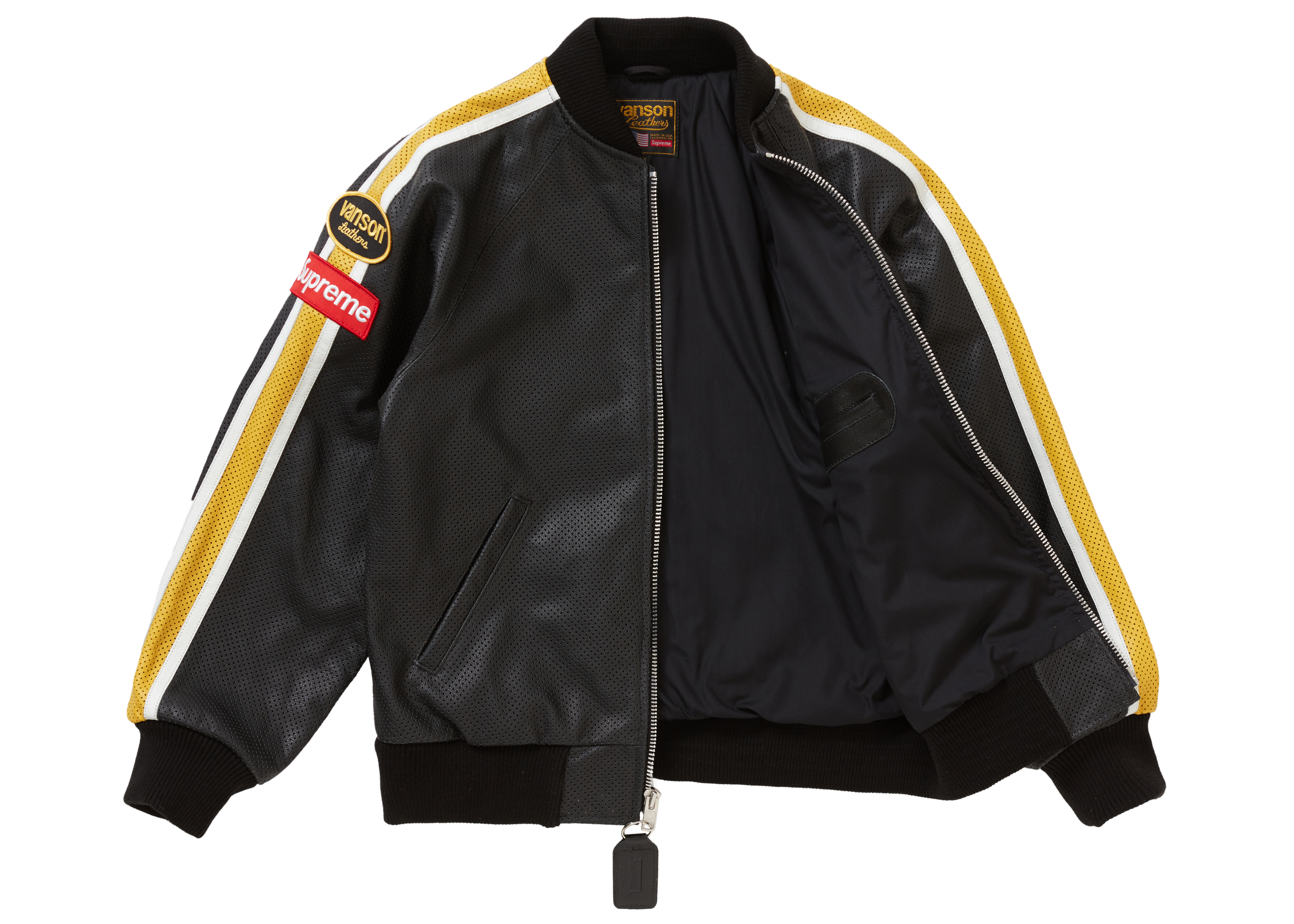Lookbook Supreme Vanson Leathers Jaket Bomber Hitam Berlubang