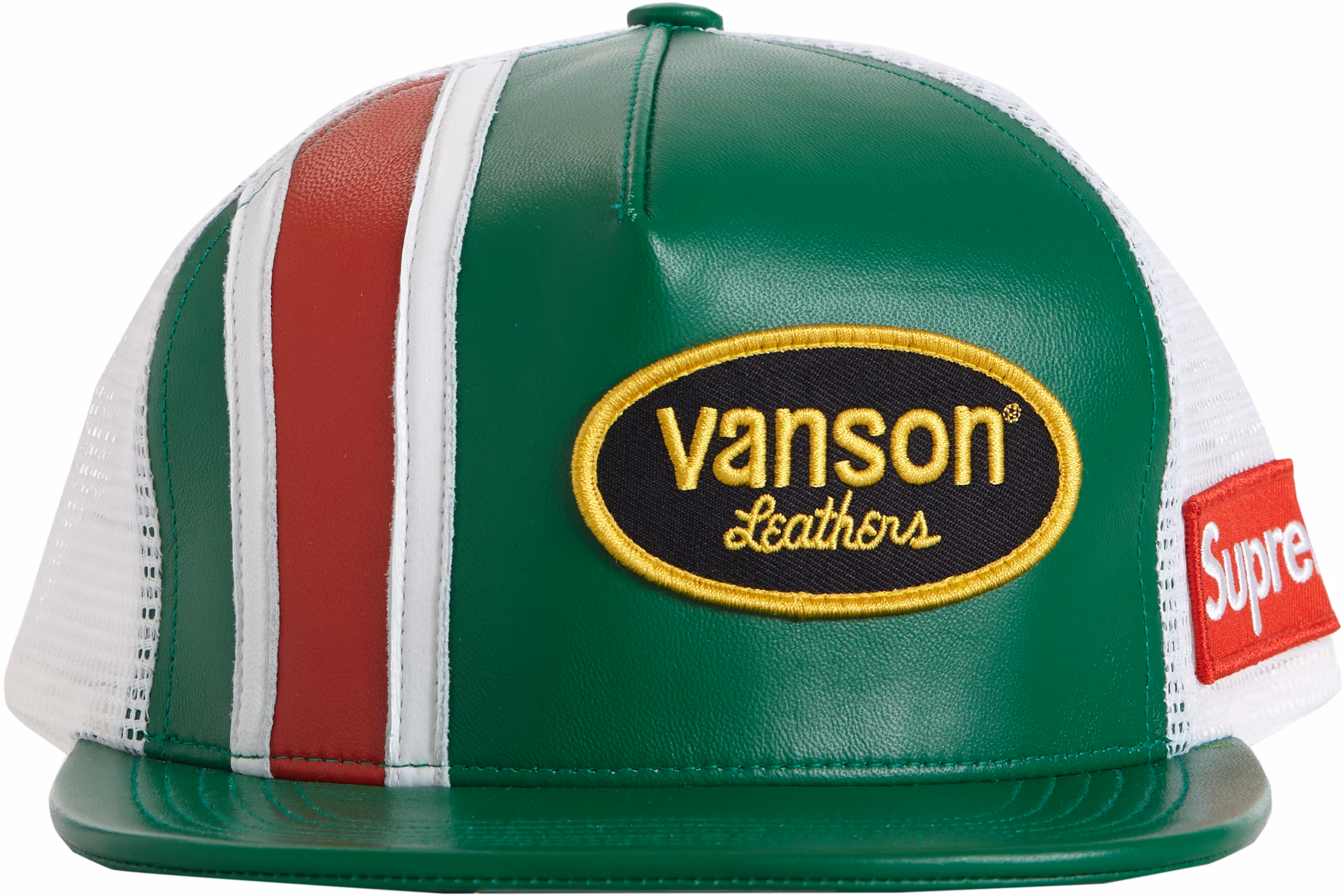 supreme-vanson-leathers-mesh-back-5-panel-green