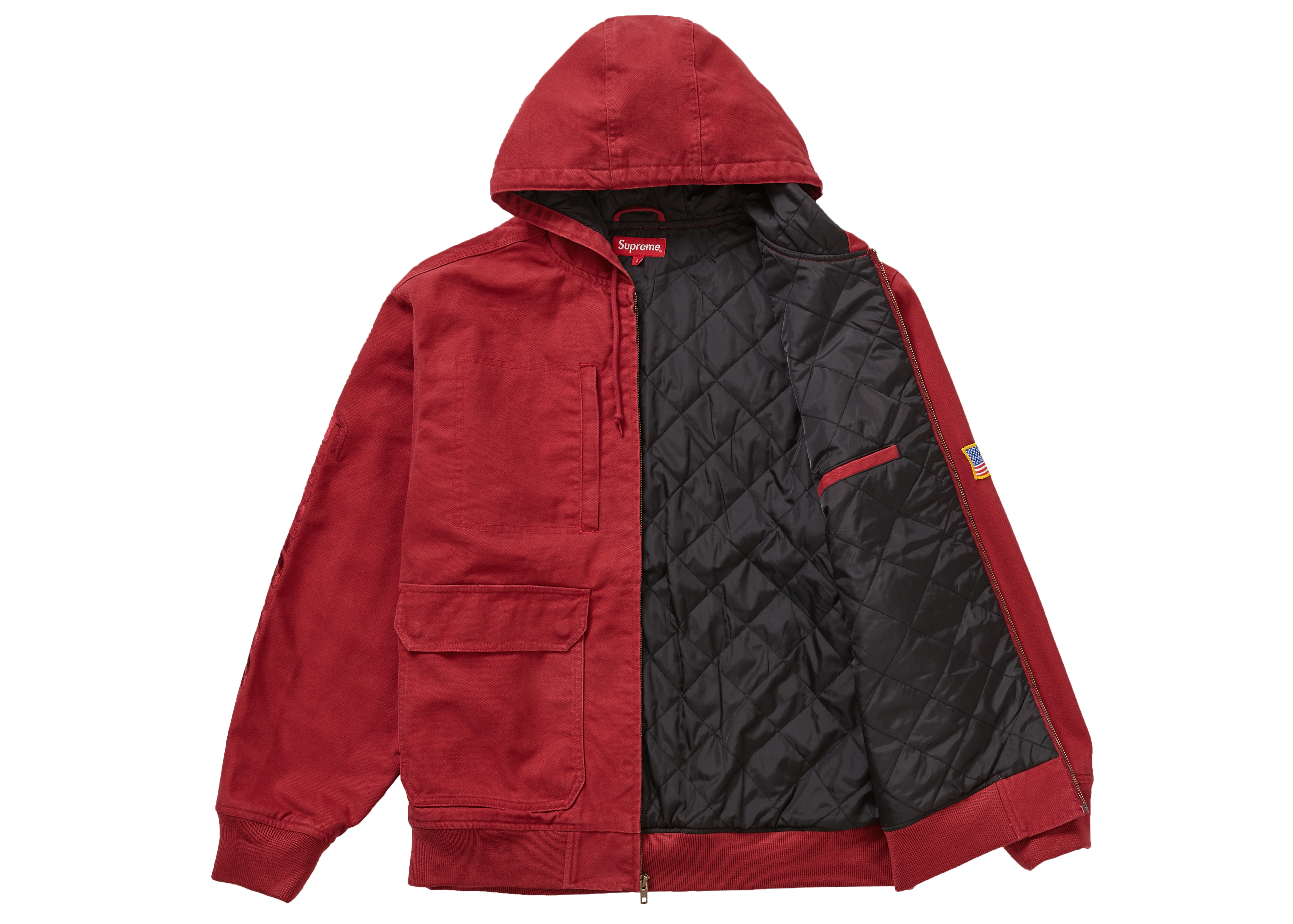 Supreme Canvas Hooded Work Jacket Red - Novelship