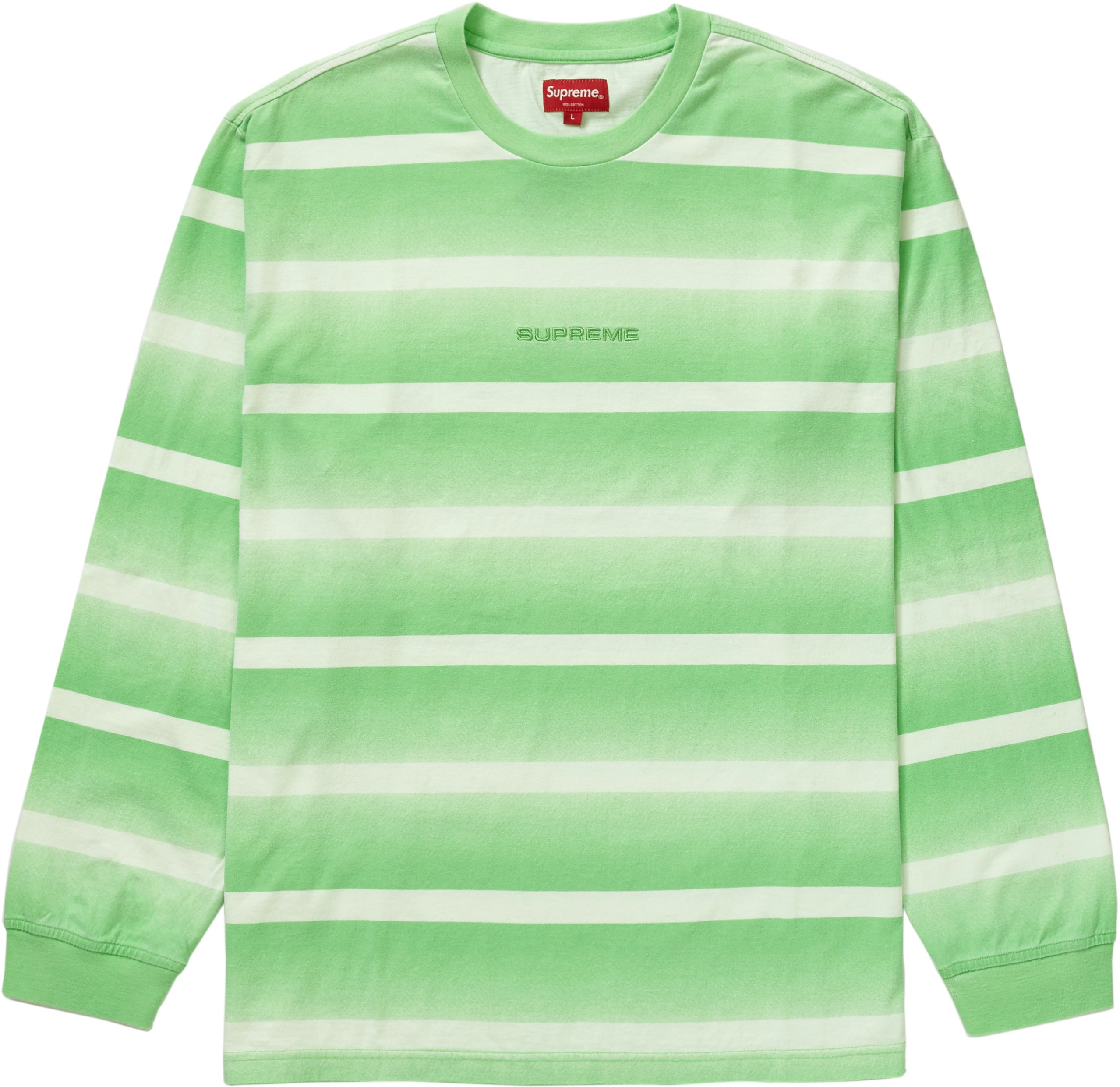supreme-fade-stripe-l-s-top-bright-green