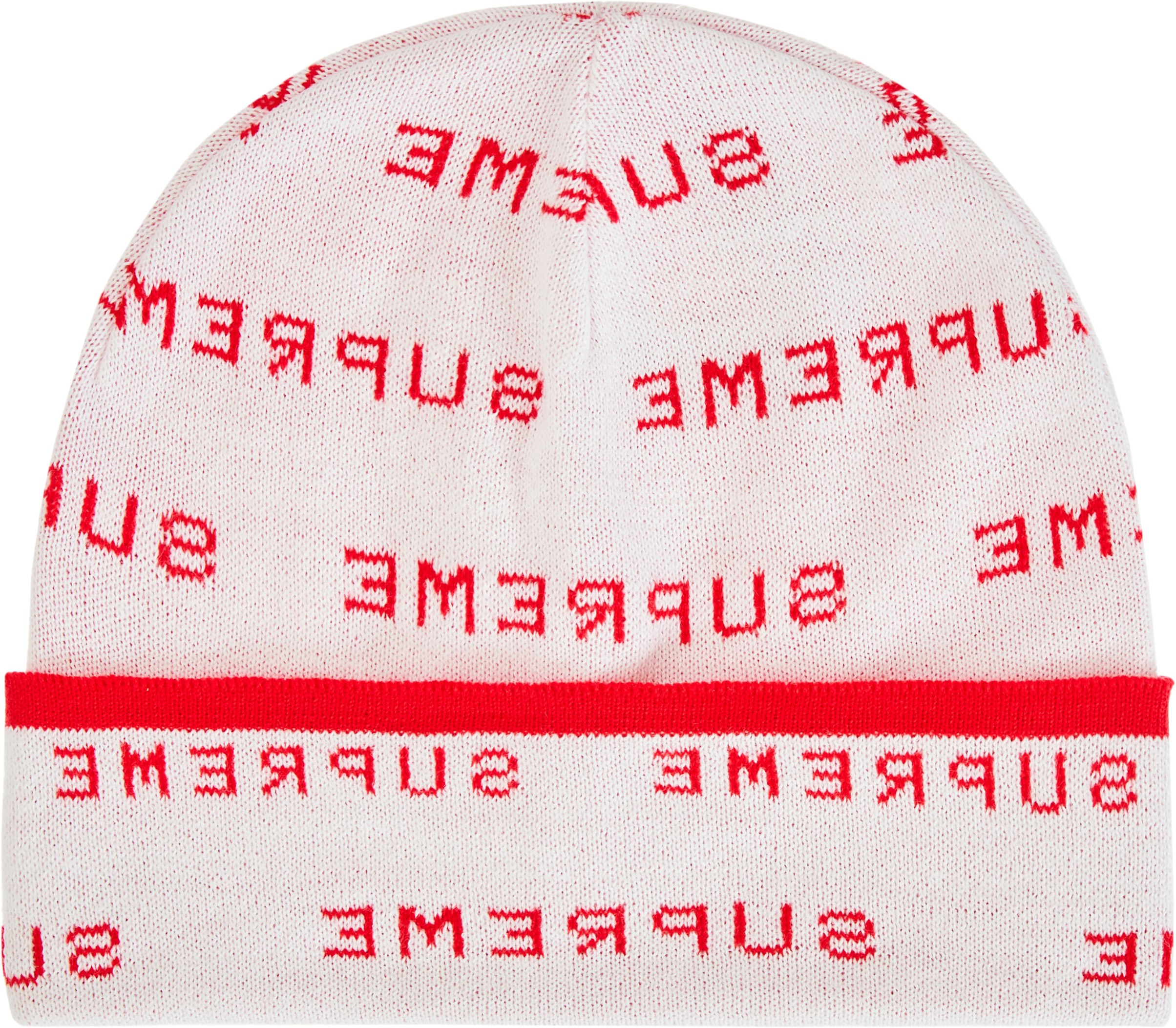 supreme-logo-repeat-beanie-white