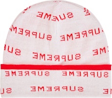 Supreme Logo Repeat Beanie White