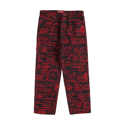 Supreme Checks Embroidered Jean Black