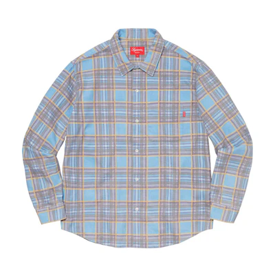 Supreme Printed Plaid Shirt Light Blue
