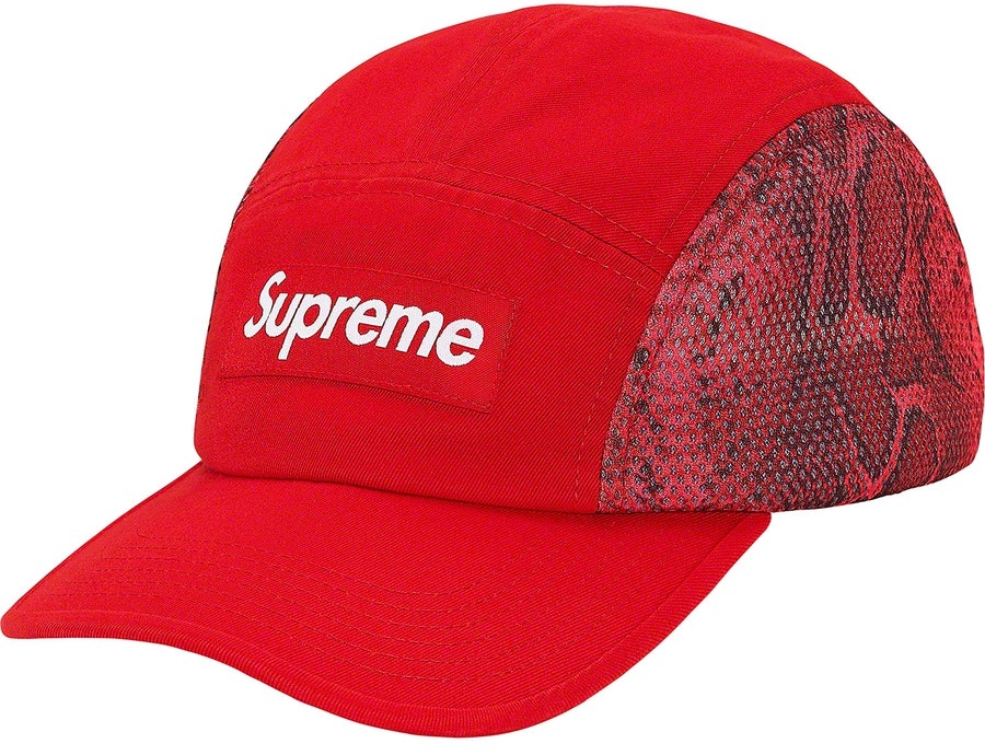 supreme-snakeskin-mesh-camp-cap-red