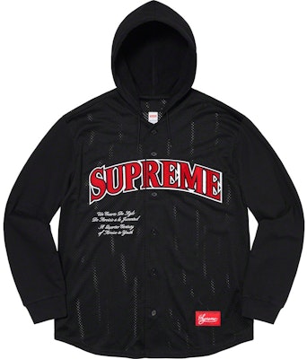 Supreme Mesh Hooded L/S Baseball Jersey Black Buy Supreme Mesh Hooded L/S Baseball Jersey Black