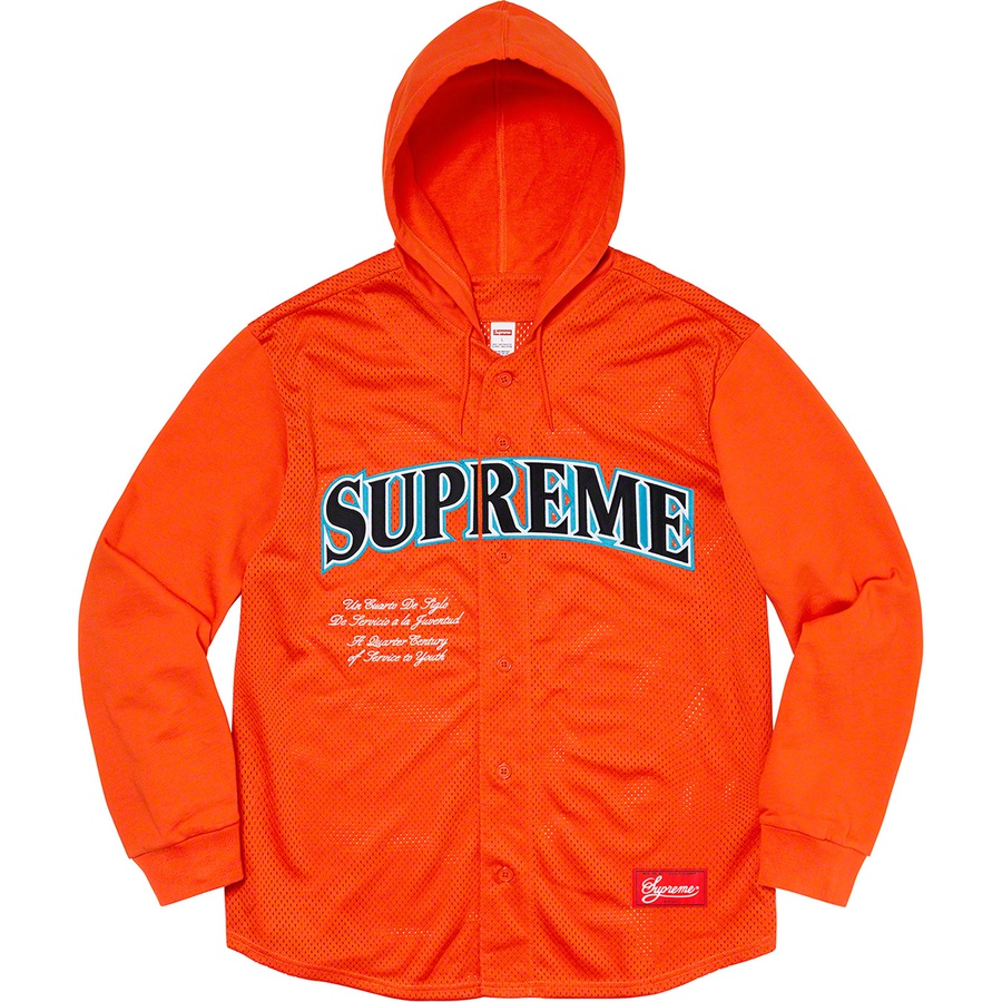 Supreme Mesh Hooded L/S Baseball Jersey Orange - Novelship