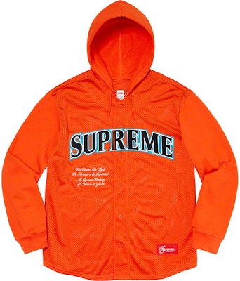 Supreme Mesh Hooded L/S Baseball Jersey Orange Buy Supreme Mesh Hooded L/S Baseball Jersey Orange