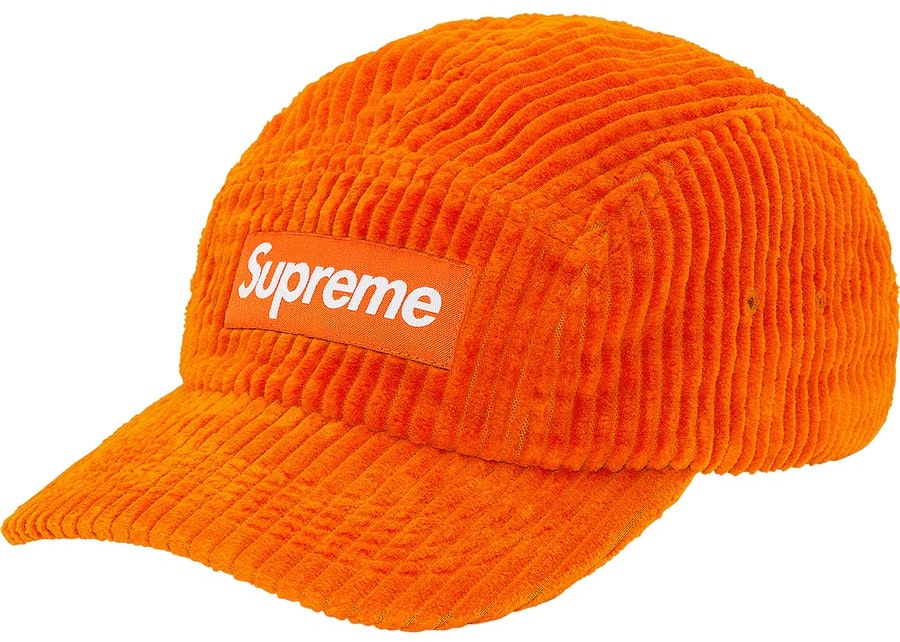 supreme-wide-wale-corduroy-camp-cap-orange