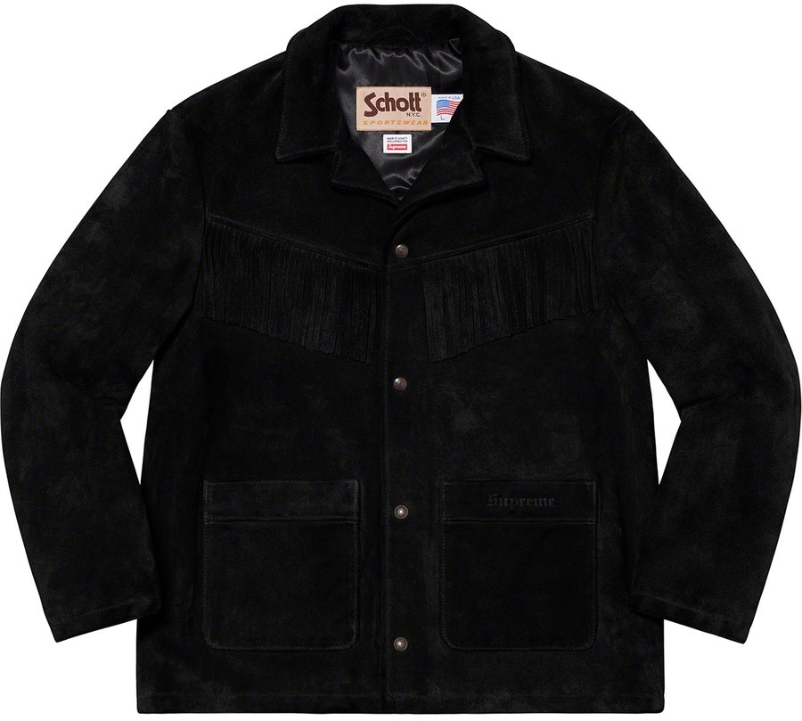 supreme-schott-fringe-suede-coat-black