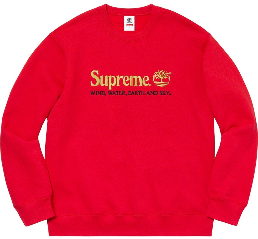 supreme-timberland-crewneck-red