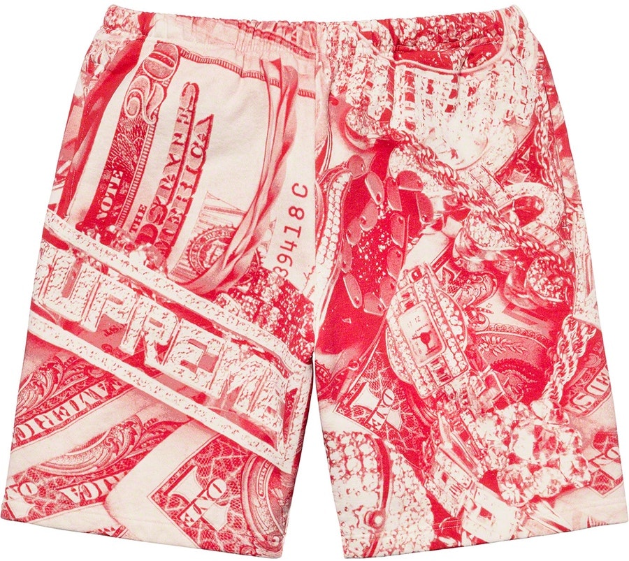 supreme-bling-sweatshort-red
