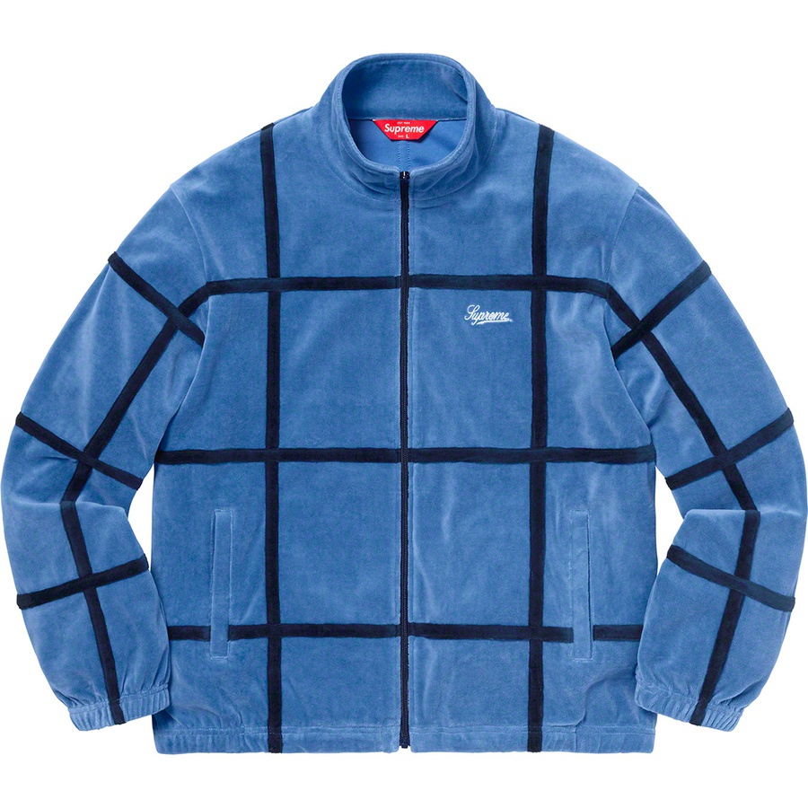 Supreme Grid Taping Velour Jacket Blue - Novelship