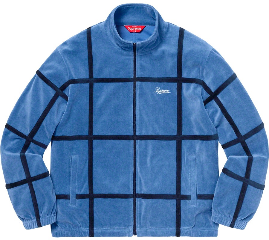 supreme-grid-taping-velour-jacket-blue