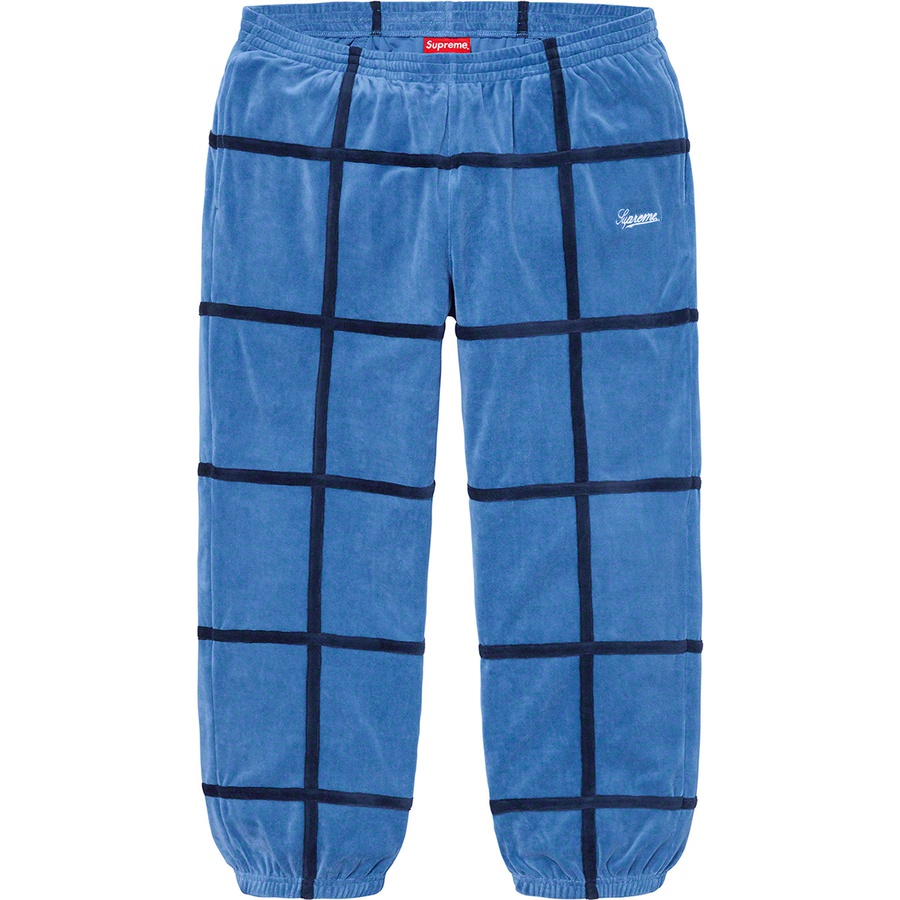 Buy Pantalón Velour Azul Supreme Grid Taping