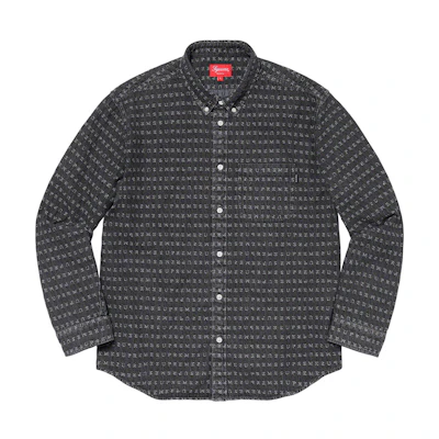 Supreme Jacquard Logos Denim Shirt Black