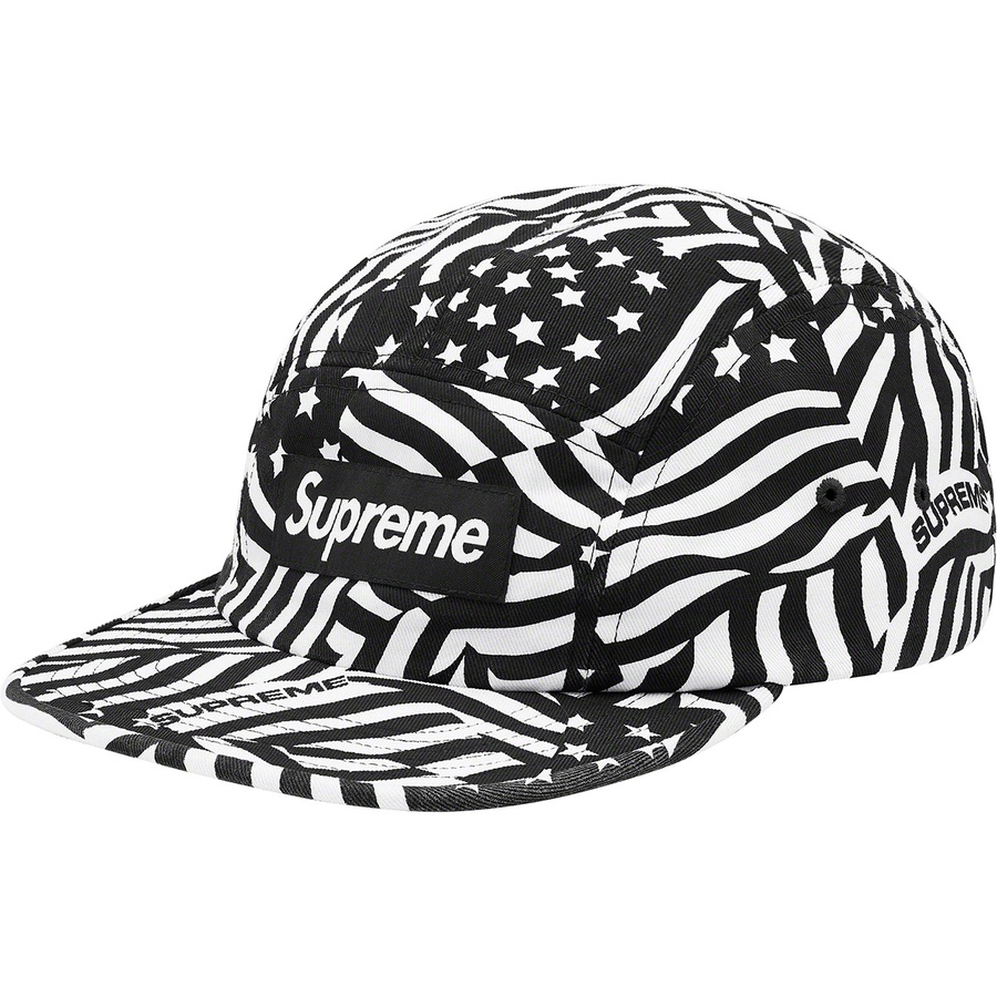 Supreme Washed Chino Twill Camp Cap (SS20) Black Flags