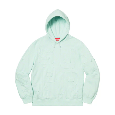 Supreme Cutout Letters Hooded Sweatshirt Ice Blue