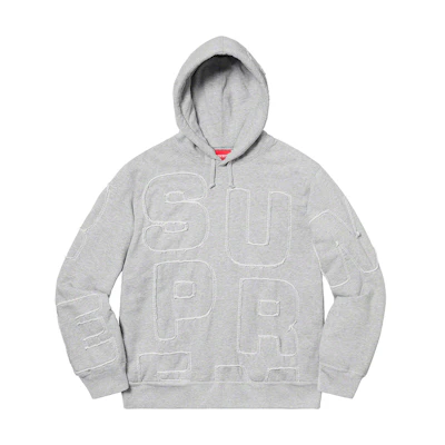 Supreme Cutout Letters Hooded Sweatshirt Heather Grey