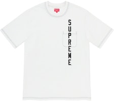 Supreme Contrast Stitch Pocket Tee White