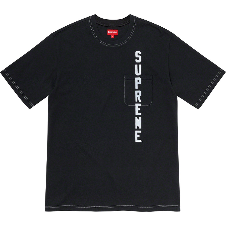 Supreme Contrast Stitch Pocket Tee Black