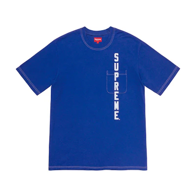 Supreme Contrast Stitch Pocket Tee Light Royal