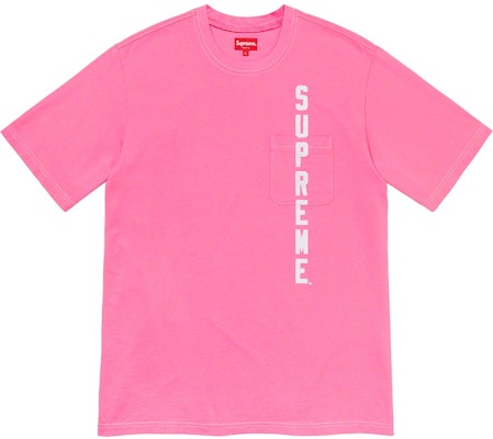 Supreme Contrast Stitch Pocket Tee Pink Buy Supreme Contrast Stitch Pocket Tee Pink