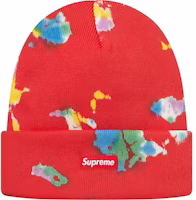Supreme Splatter Dyed Beanie Red Supreme Splatter Dyed Beanie Red