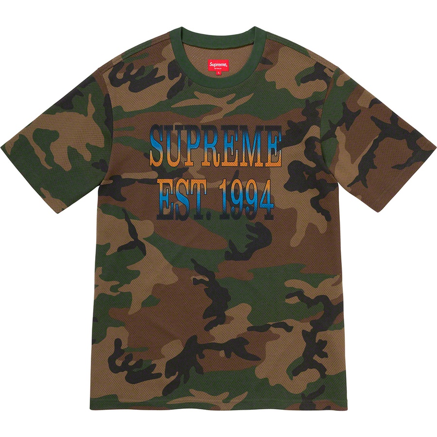 Supreme Cotton Mesh Gradient Logo S/S Top Woodland Camo - Novelship