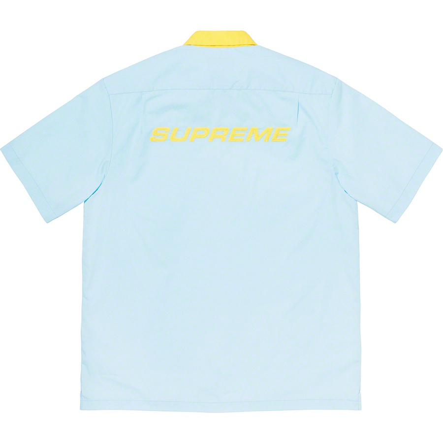 Order Supreme 保龄球半拉链短袖衬衫浅蓝色