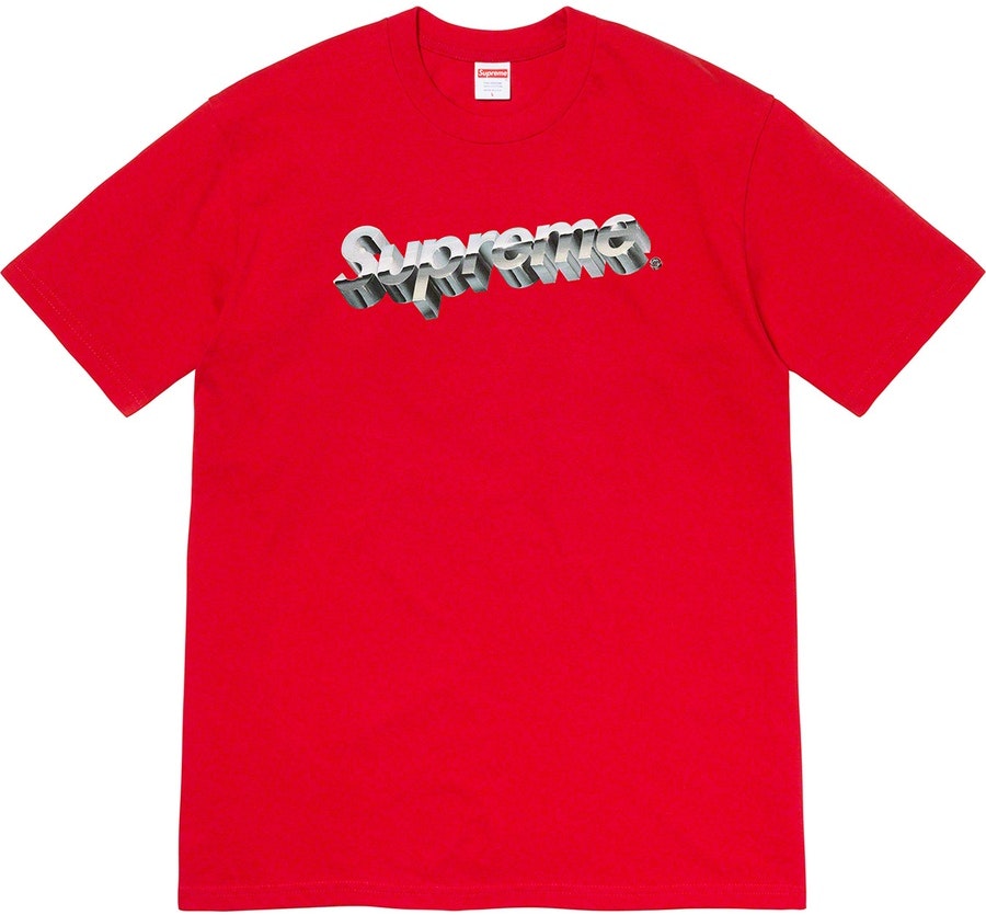 supreme-chrome-logo-tee-red